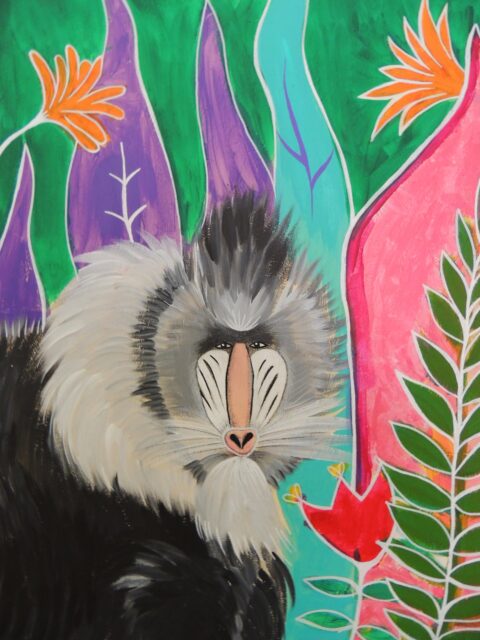 Carolina Turrio | Pittura murale "Foresta/Safari": Mandrillo