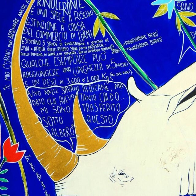 Carolina Turrio | Pittura murale "Foresta/Safari": Rinoceronte — dettaglio